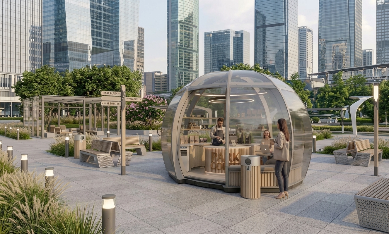 Мини-кафе на улице с премиальным внешним видом 