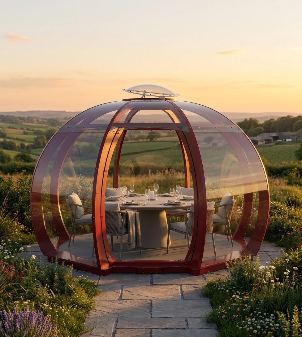 Панорамная купольная беседка для загородного отдыха