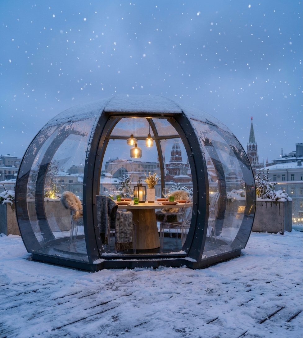 Всесезонный стеклянный купол для ресторанов и террас