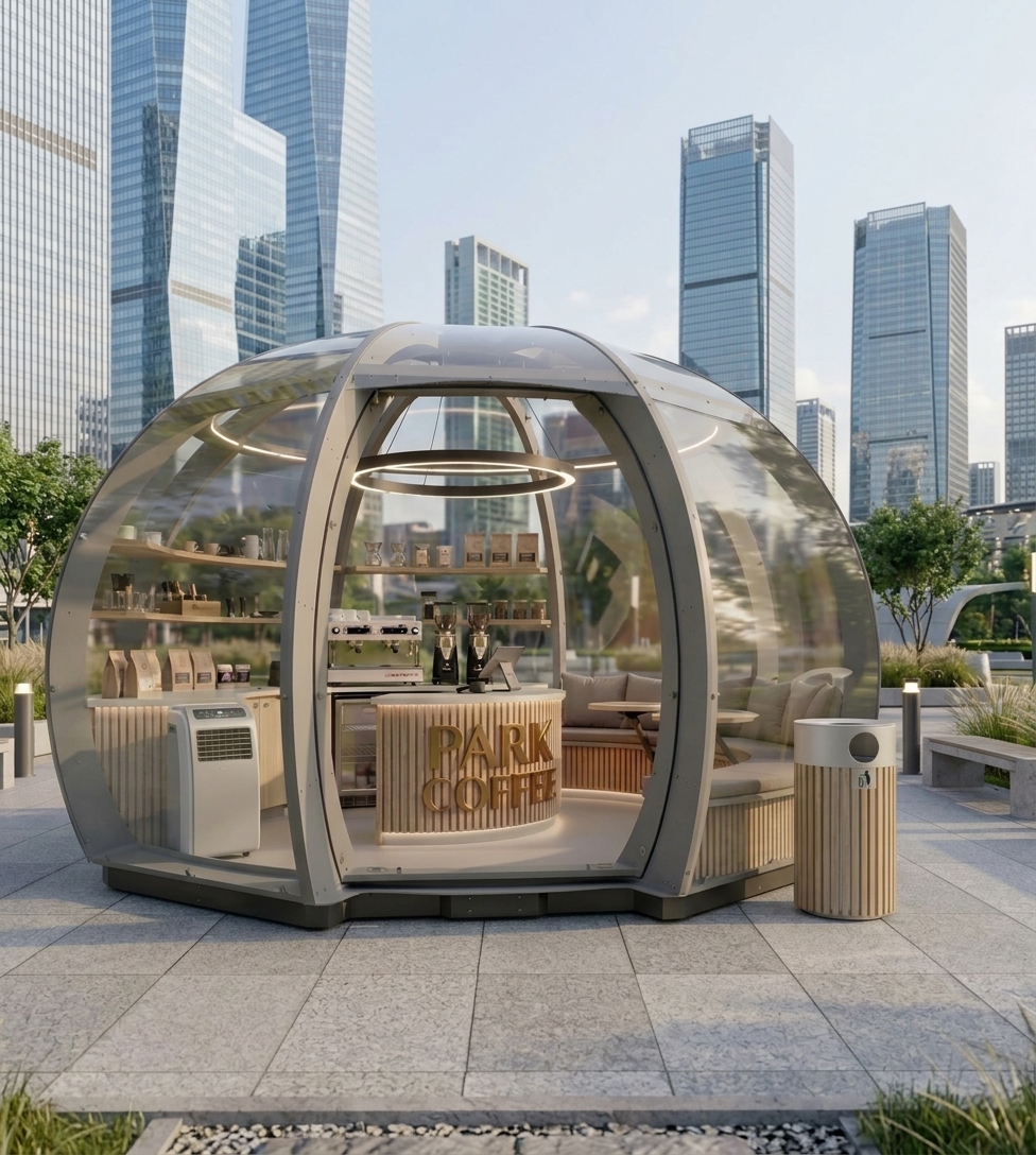 Компактный купольный павильон для кофейни или street-retail